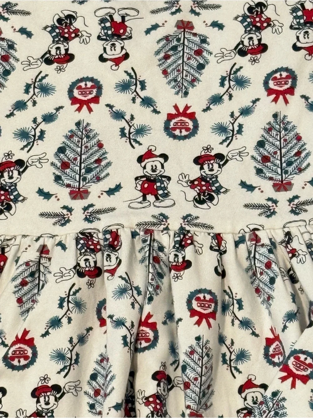 Hanna Andersson Long-Sleeve Holiday Disney Character Dress w/ Red & Blue Accent